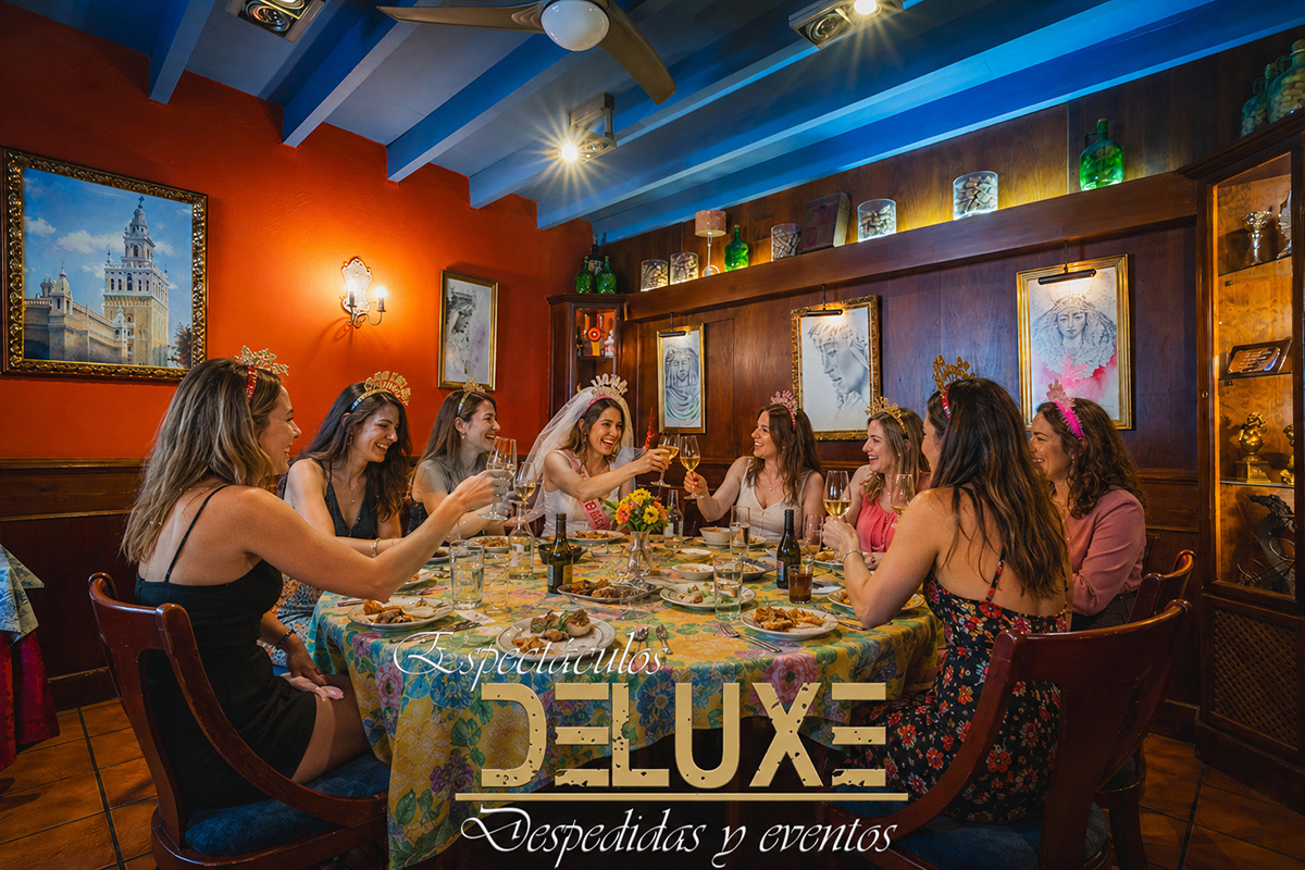 Grupo celebrando una despedida de soltera en un restaurante privado de Triana