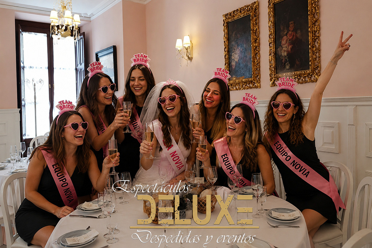 Grupo celebrando una despedida de soltera en un restaurante privado del centro de Sevilla